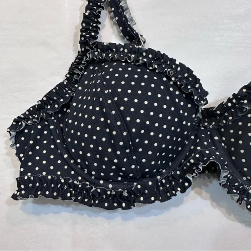 Tory Burch Polka Dot Underwire Bikini Swim Top Navy Blue Size‎ XS